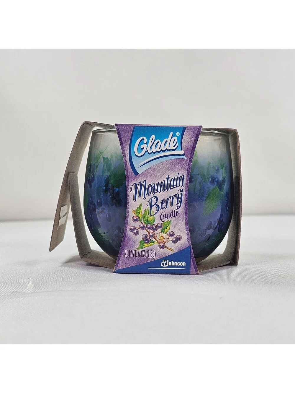 Glade Mountain Berry Scented Candle 4 oz Jar Blue Purple Vintage SC Discontinued